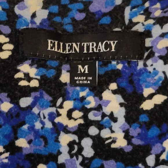 ❣️HP❣️Ellen Tracy black/blue print flutter sleeve soft chemise sleepwear sz: M - Picture 4 of 7